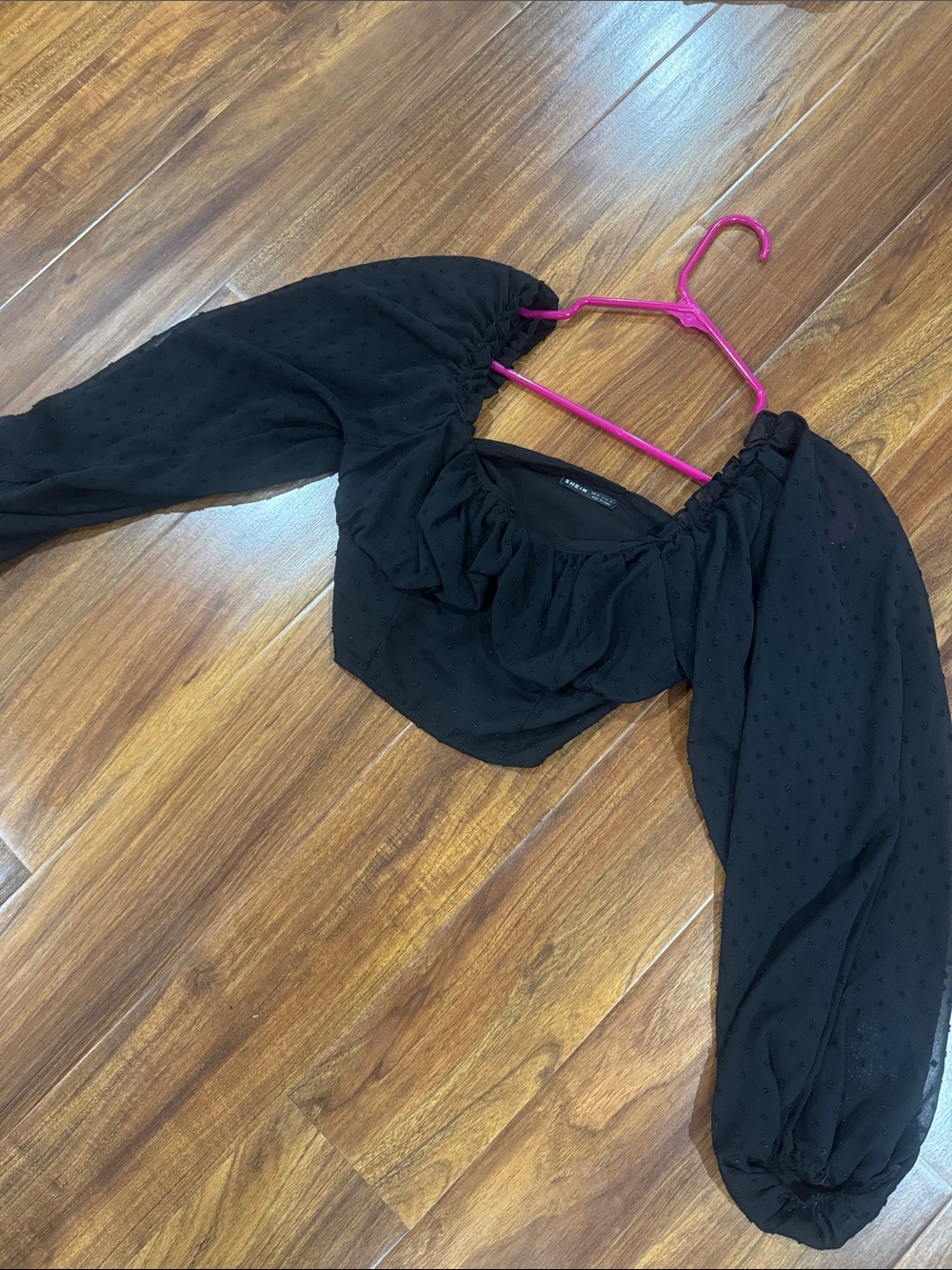 Black Puff-Sleeve Crop Top